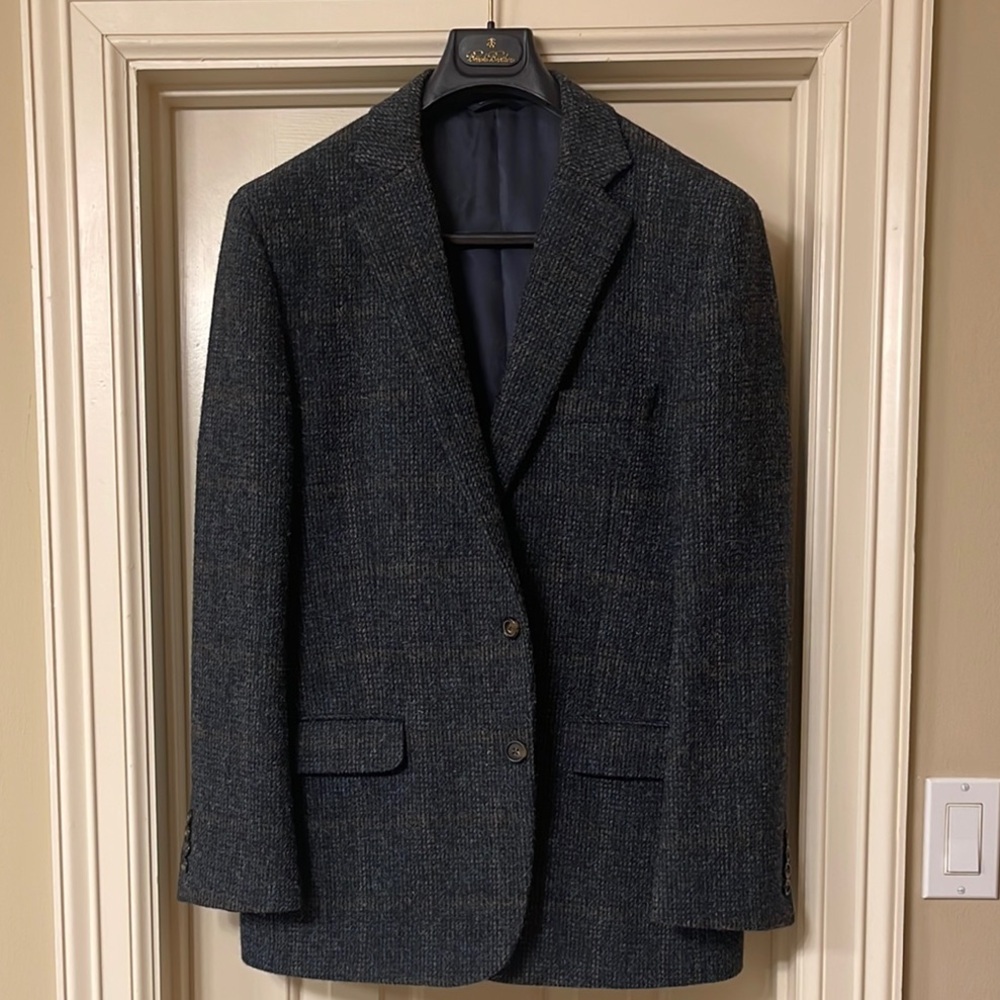 Brooks Brothers x Harris Tweed Gray Windowpane Sport Coat with Notched Lapel